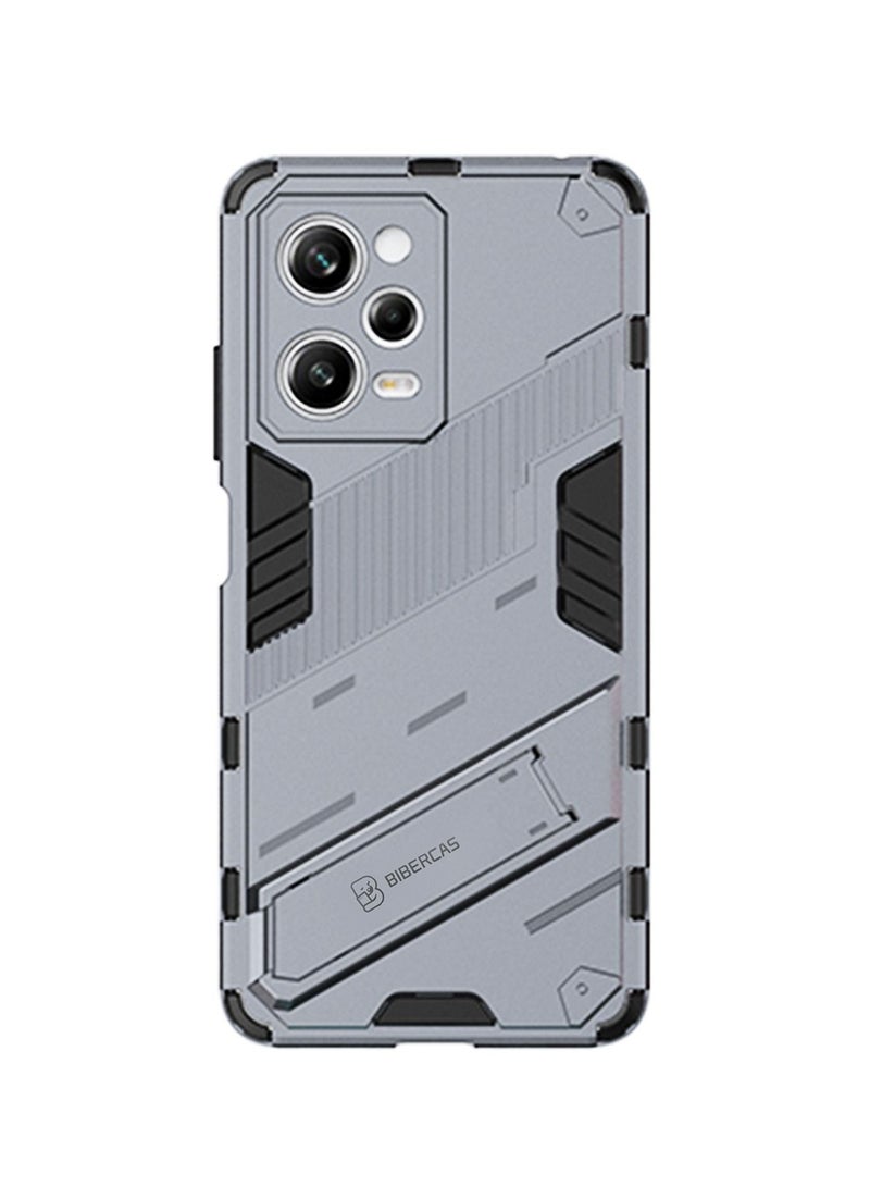BIBERCAS غطاء هاتف شاومي بوكو X5 برو 5G / غطاء هاتف ريدمي نوت 12 برو 5G مع قاعدة مقاومة للصدمات وحامل مغناطيسي، غلاف خلفي متين من PC+TPU بدرجة عسكرية - Image 1