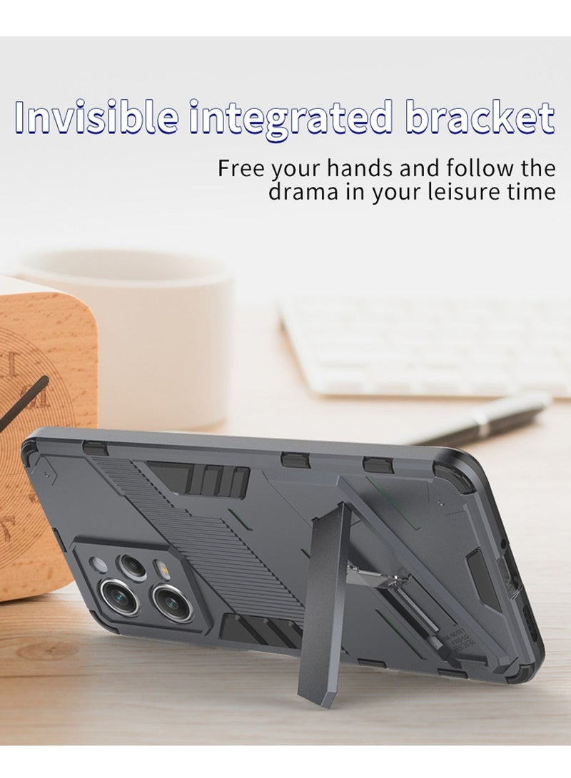 BIBERCAS غطاء هاتف شاومي بوكو X5 برو 5G / غطاء هاتف ريدمي نوت 12 برو 5G مع قاعدة مقاومة للصدمات وحامل مغناطيسي، غلاف خلفي متين من PC+TPU بدرجة عسكرية - Image 2