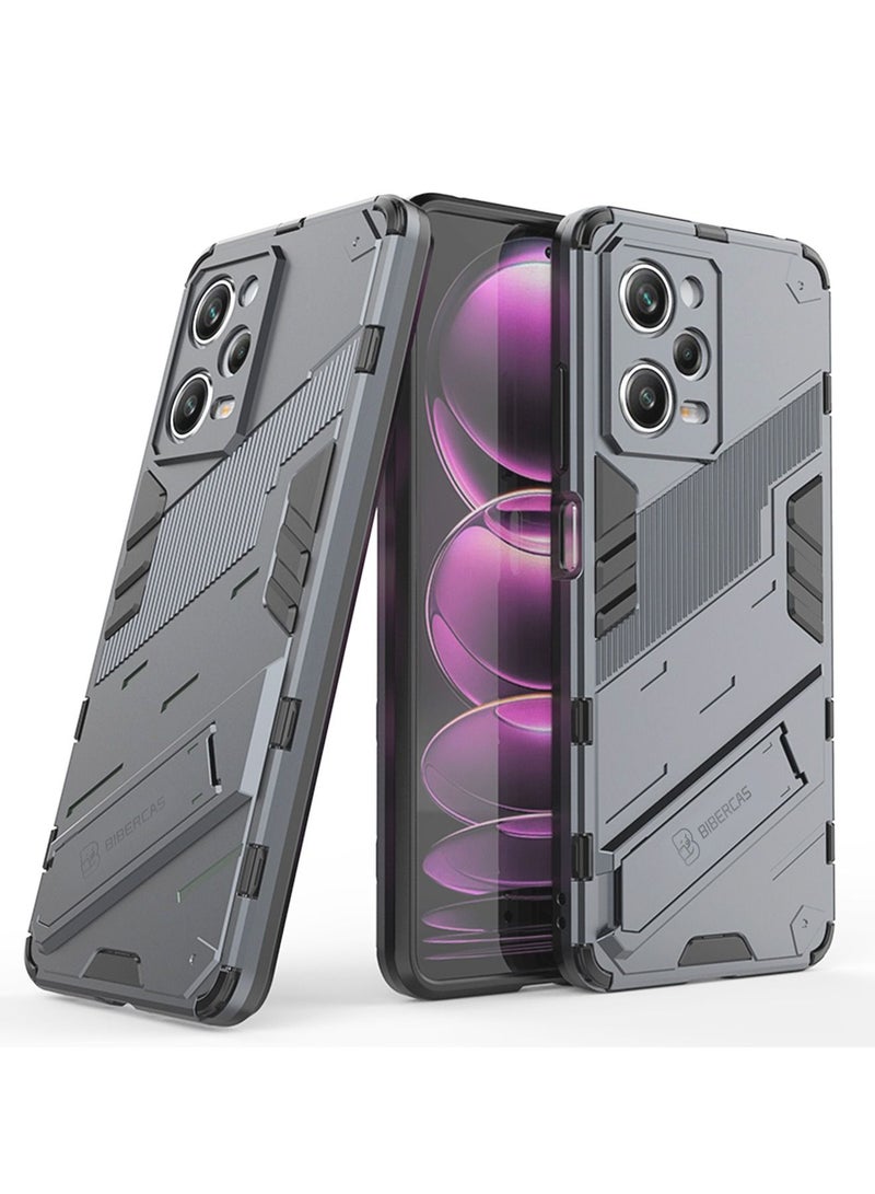 BIBERCAS غطاء هاتف شاومي بوكو X5 برو 5G / غطاء هاتف ريدمي نوت 12 برو 5G مع قاعدة مقاومة للصدمات وحامل مغناطيسي، غلاف خلفي متين من PC+TPU بدرجة عسكرية - Image 5