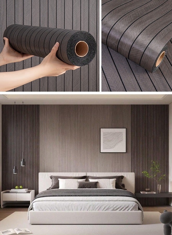 نوايوو ورق حائط ثلاثي الأبعاد سميك بنقشة الخشب - 300 سم × 60 سم، مقاوم للماء والرطوبة وعازل للصوت، لوح حائط ذاتي اللصق من مادة البولي فينيل كلوريد، مناسب لديكور المنزل، غرفة المعيشة، غرفة النوم، خلفية التلفزيون (N9-2) - Image 1