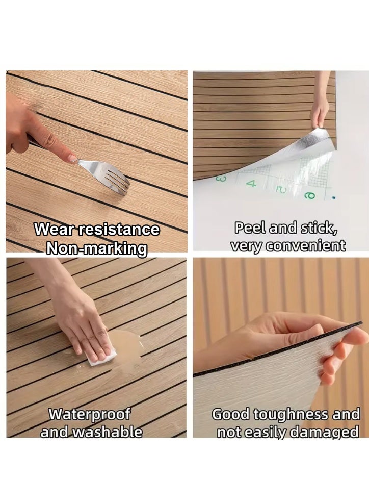 نوايوو ورق حائط ثلاثي الأبعاد سميك بنقشة الخشب - 300 سم × 60 سم، مقاوم للماء والرطوبة وعازل للصوت، لوح حائط ذاتي اللصق من مادة البولي فينيل كلوريد، مناسب لديكور المنزل، غرفة المعيشة، غرفة النوم، خلفية التلفزيون (N9-2) - Image 3