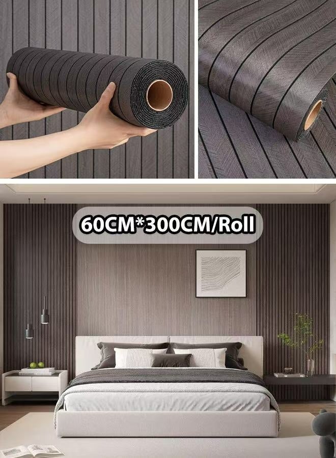 NOAEOU Self-Adhesive Thickened 3D Wallpaper - 60cm x 300cm 1Roll Waterproof PVC Wood Grain Moisture Proof Sound Insulation Wall Panels, Wallpaper Sticker Wallboard for Home Decor, Living Room, Bedroom, TV Background (N9-2) - Image 1