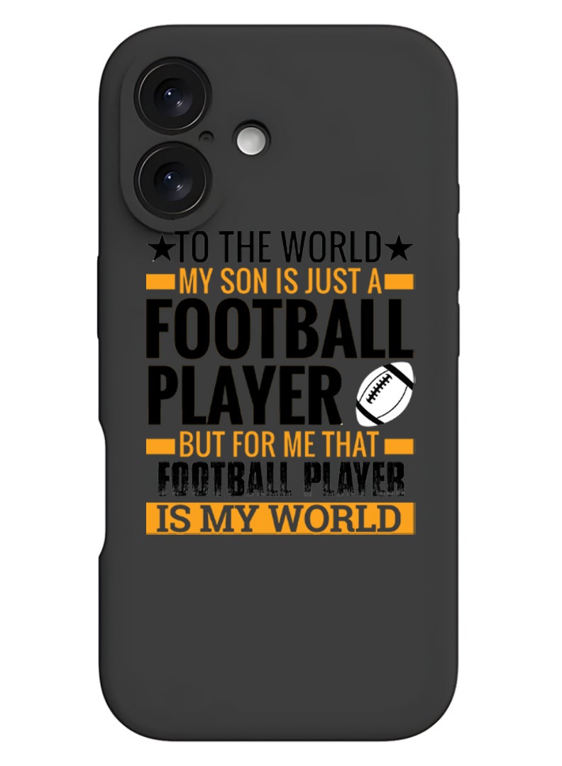 Theodor iPhone 16 Black Protective Slim Fit Case Liquid Silicone Cover with Full Body Protection Anti-Scratch Shockproof Case For iPhone - Football player Black - Image 1