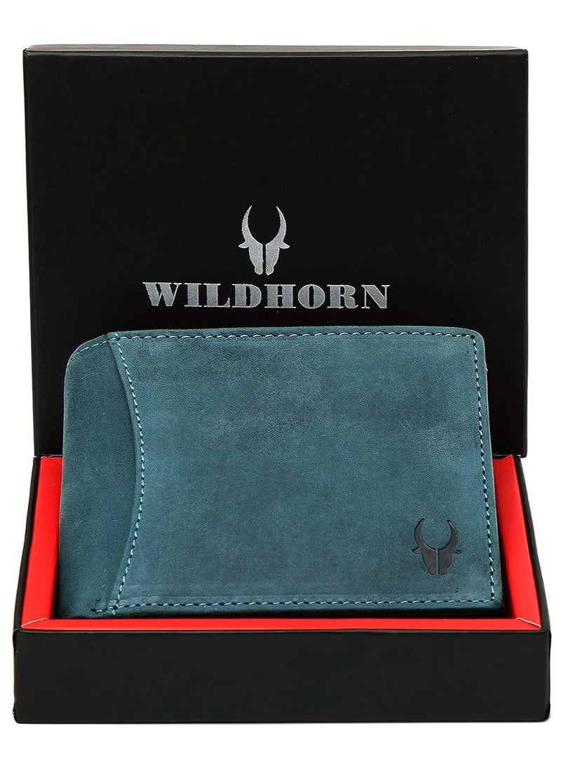 وايلدهورن محفظة WildHorn الجلدية الزرقاء 9 فتحات للبطاقات 2 عملة 2 مقصورات سرية 1 سحاب 3 فتحات لبطاقة الهوية - Image 1