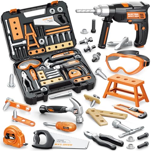 OCHIDO Kids Tool Set with Tool Box  Electronic Toy Drill 41PCS Toddler Tool Set Kids Construction Toys for Ages 345678 Kid Tools Boy Toys for Boys Christmas Birthday Gifts - Image 1
