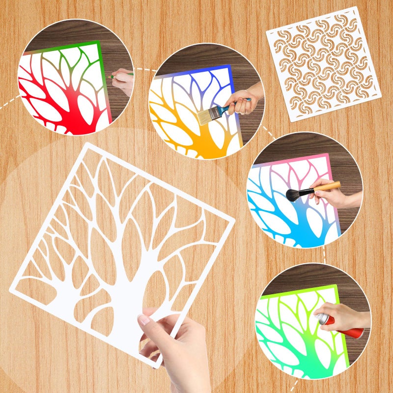 WSICSE 24Pcs Stencils for Painting, Reusable Geometric Painting Stencils Abstract Layering Stencil for Painting on Wooden Furniture Floor Easter Decorations DIY Supplies - Image 4