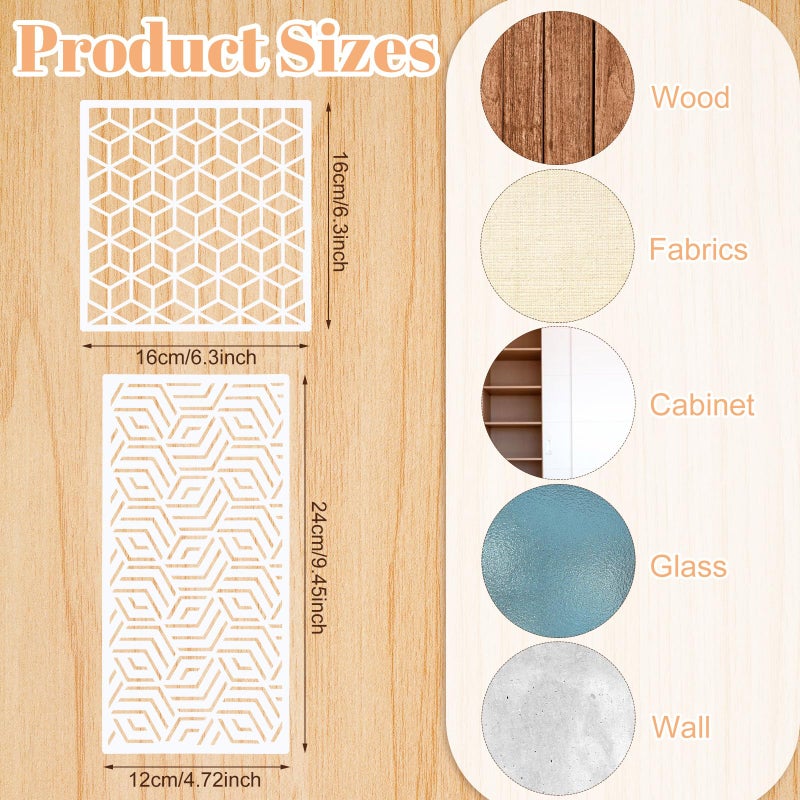 WSICSE 24Pcs Stencils for Painting, Reusable Geometric Painting Stencils Abstract Layering Stencil for Painting on Wooden Furniture Floor Easter Decorations DIY Supplies - Image 2