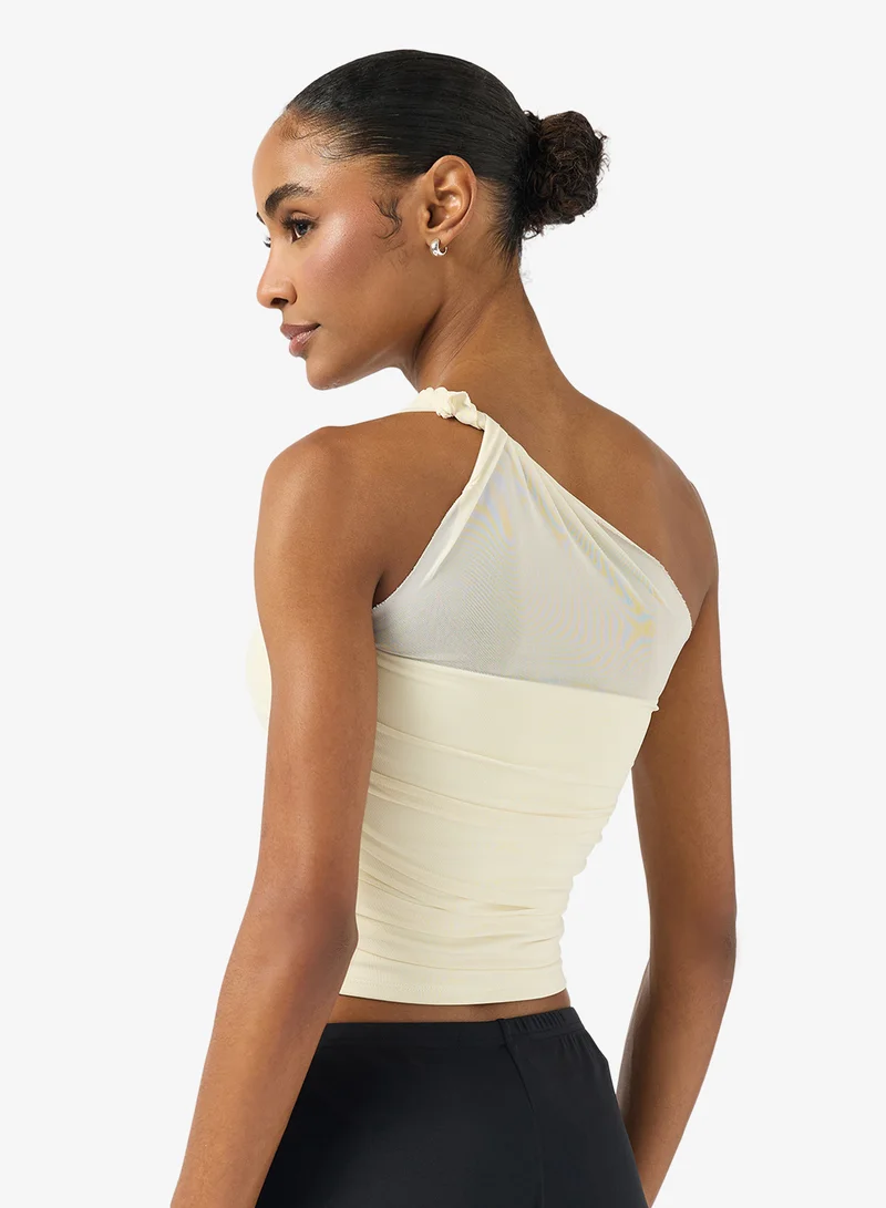 FRWD One Shoulder Mesh Detail Training Top
