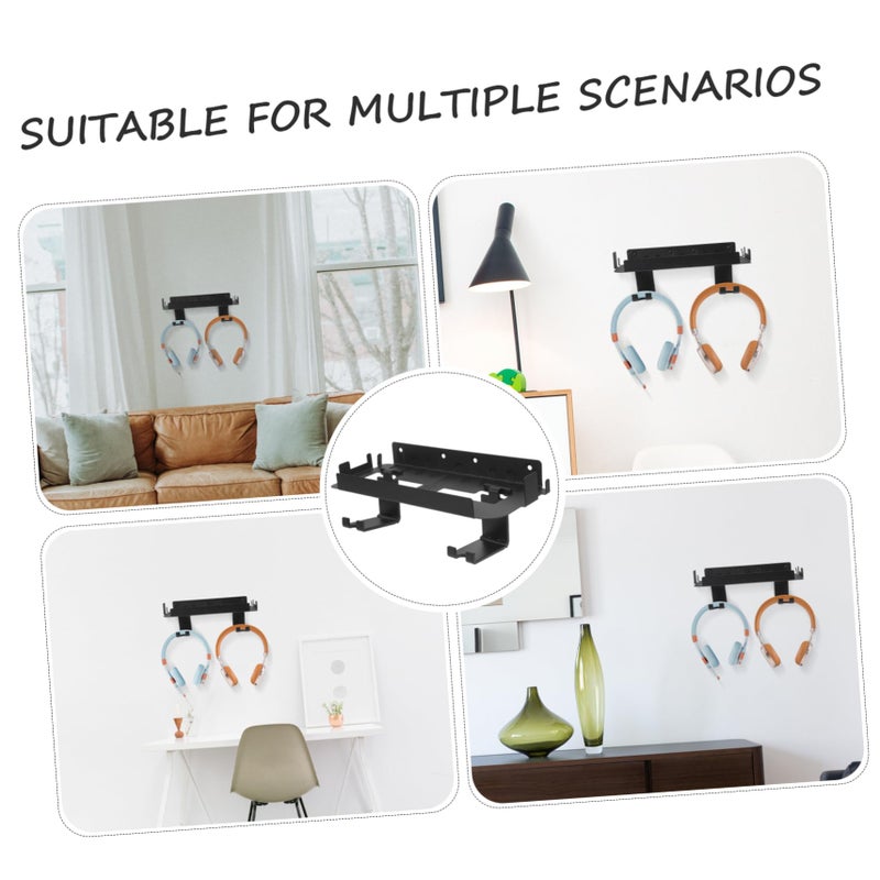 Wall Mount Gaming Console Stand Bracket Controller Headset Holder Organizer Black - Image 5