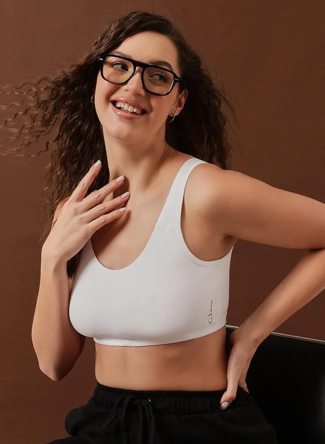 Clovia White Non-Padded Non-Wired Full Coverage Everyday T-Shirt Bra