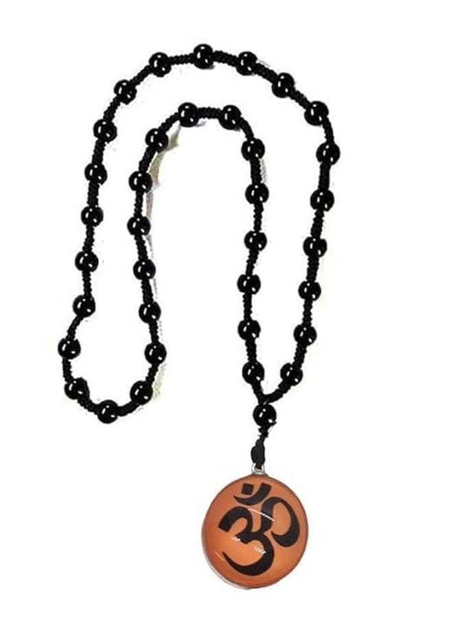 Ervio Om Pendant for Men & Boys | Black Beads Chain Hindu Locket | Om Religious Necklace for Spiritual Energy, Yoga, Meditation, Protection & Good Luck - Image 1