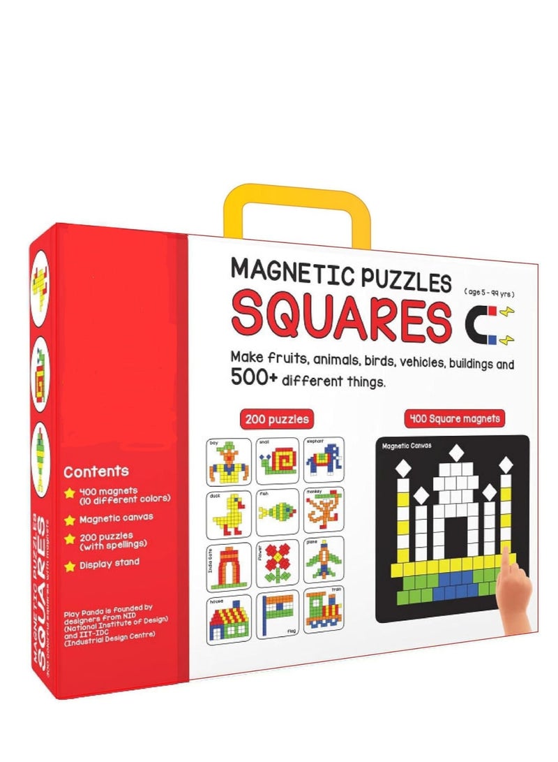 Magnetic puzzles squares  400 colorful magnets 200 puzzles magnetic board display stand  for boys and girls