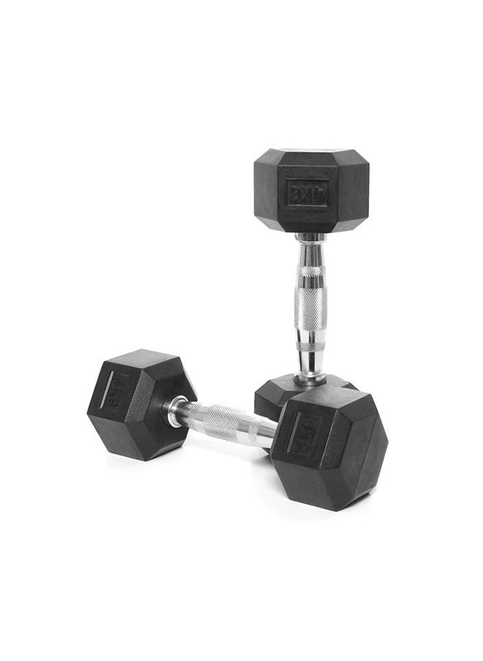 Elite Elite hex dumbbell made of rubber, two pieces, weighing 4 kg 