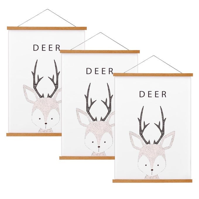 3 Pack Magnetic Poster Hanger Frame 16x20 16x24 16x22 Teak Wood Magnet Poster Frame for Posters Prints Photos Pictures Maps Scrolls and Canvas Artwork