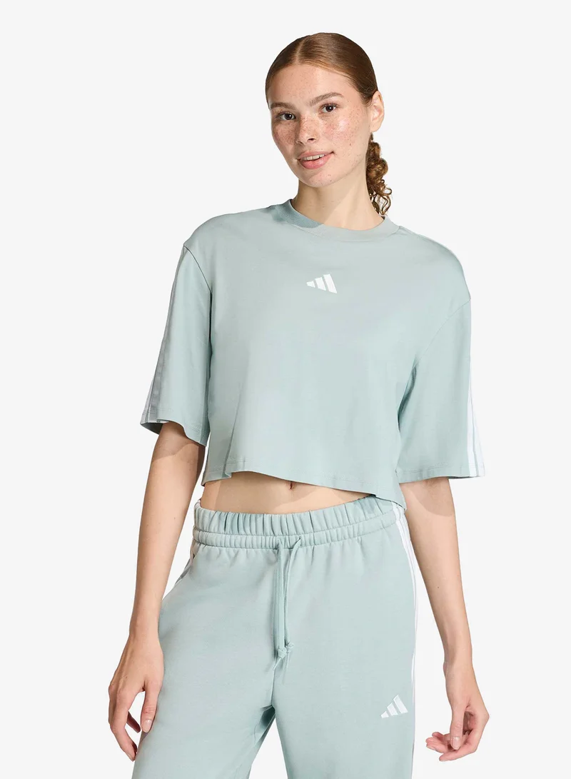 Adidas Essential 3 Stripe Loose T-Shirt