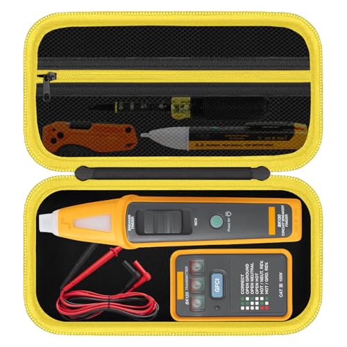 HESPLUS Hard Case for Fluke BK120 SmartTrace Breaker Finder and Socket Tester & GFCI Outlet Tester and Accessories, Electrical Tools Storage Organizer Bag, Black&Yellow (Case Only) - Image 1