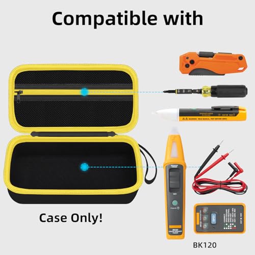 HESPLUS Hard Case for Fluke BK120 SmartTrace Breaker Finder and Socket Tester & GFCI Outlet Tester and Accessories, Electrical Tools Storage Organizer Bag, Black&Yellow (Case Only) - Image 2