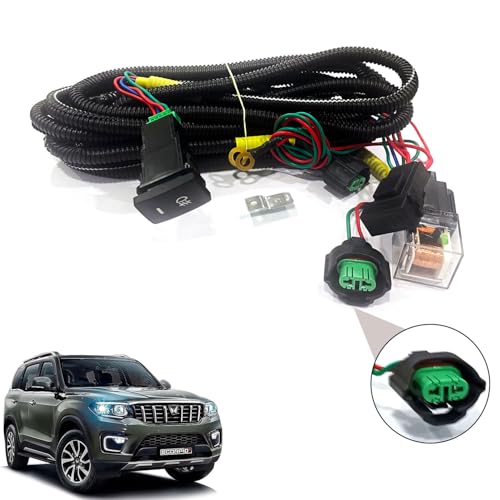 Auto Pearl Foglight Harness LED Indicator Harness Wiring Socket Switch Kit 12V/40A Relay for Scorpio N 2022 - Image 1