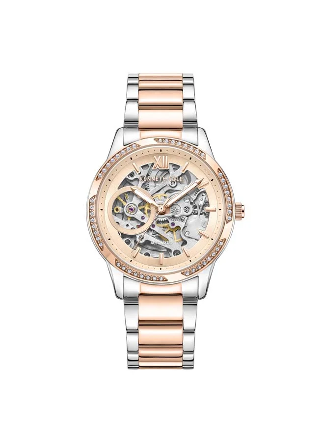 كينيث كول نيو يورك Modern Classic Rose Gold Dial Stainless Steel Bracelet Automatic Watch for Women