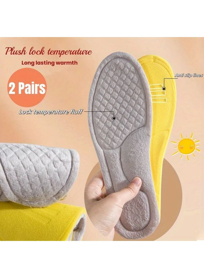 Plush Grey Insoles For Women Winter Sports Snow Boots Warm Shock Absorption Non Slip - Image 1