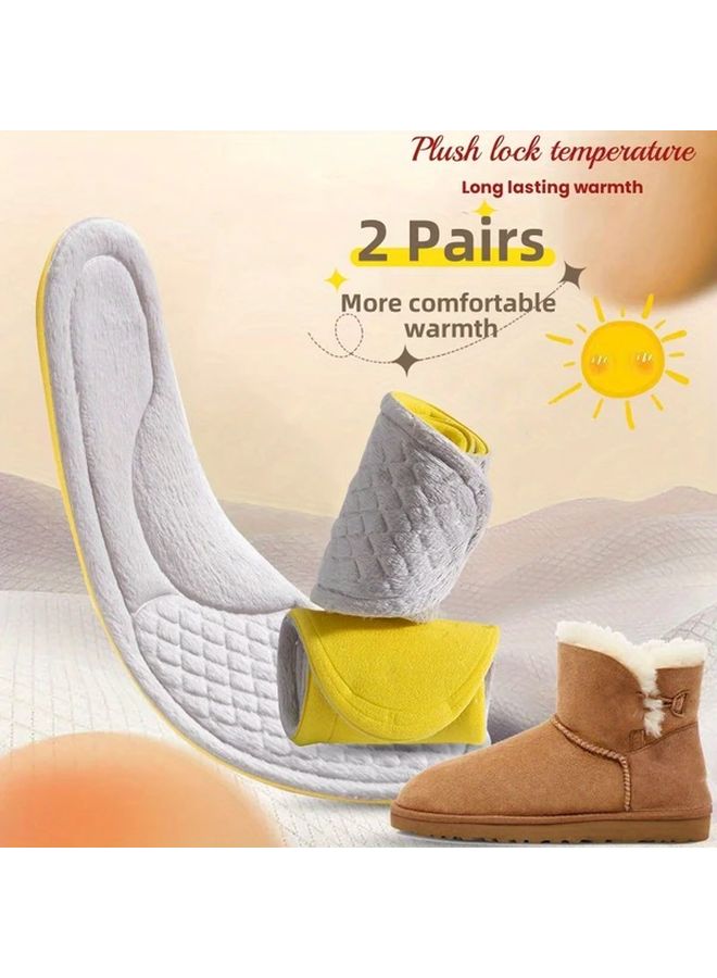 Plush Grey Insoles For Women Winter Sports Snow Boots Warm Shock Absorption Non Slip - Image 3