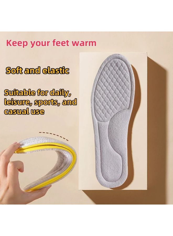 Plush Grey Insoles For Women Winter Sports Snow Boots Warm Shock Absorption Non Slip - Image 4