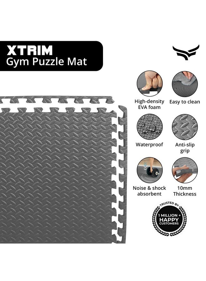 Xtrim Puzzle Exercise Mat (4 Tiles & 8 Borders, 16 Sq.Ft. Area) High-Density EVA Foam Mat, Interlocking Tiles, Shock Proof, Protective Flooring for Gym Equipment, Puzzle Foam Mat Home, Kids Area Grey - Image 2