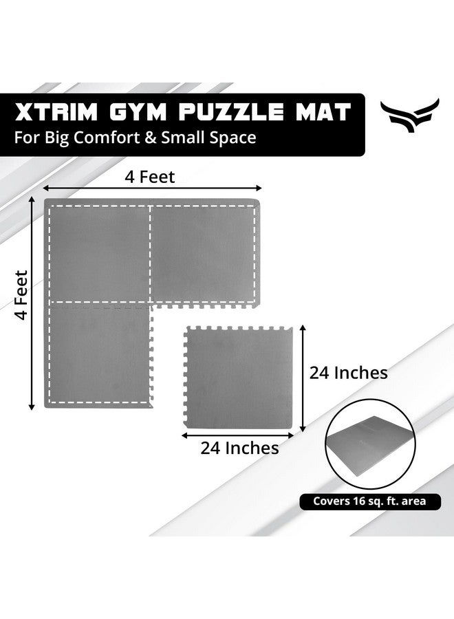 Xtrim Puzzle Exercise Mat (4 Tiles & 8 Borders, 16 Sq.Ft. Area) High-Density EVA Foam Mat, Interlocking Tiles, Shock Proof, Protective Flooring for Gym Equipment, Puzzle Foam Mat Home, Kids Area Grey - Image 3