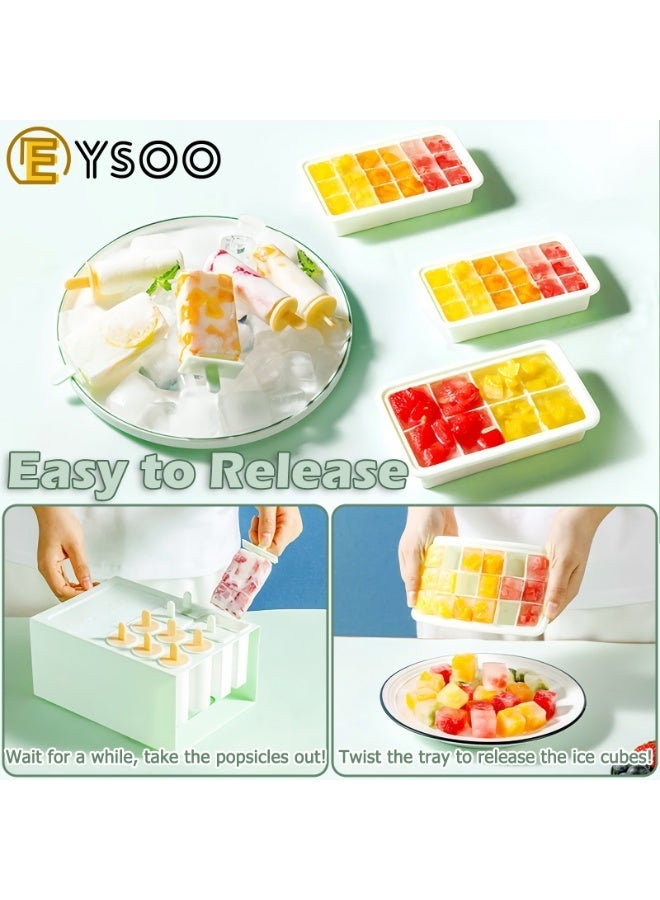 EYSOO Ice Cube Tray with Lid 44 Grids Silicone Ice Cube Molds Easy-release 10-Cavity Ice Pop Molds Ice Tray with Bin BPA Free Ice Cube Maker Popsicle Molds for Ice Cream Beverage Coffee Fruit - Image 5