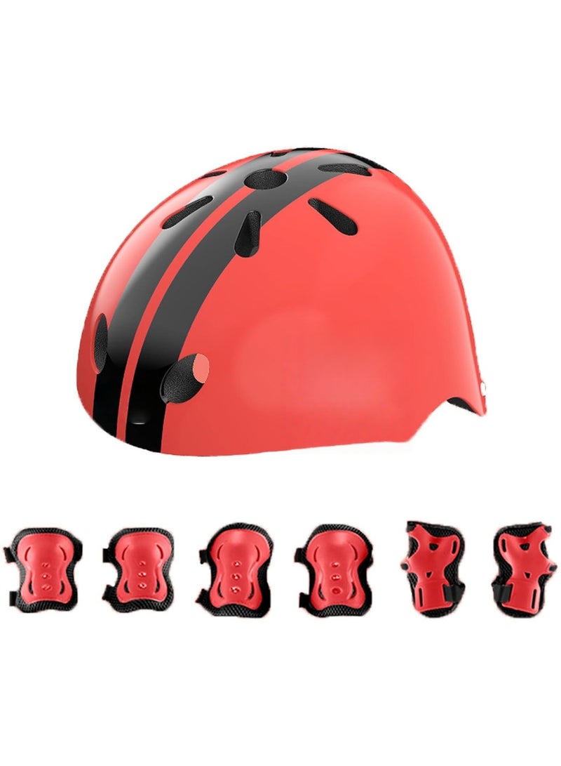 Soofam Kids Bike Helmet Set Skateboard Knee Pads Toddler Cyling Protective Gear Knee & Elbow Pads Wrist Guards for Girls Boys Inline Skating Bike Cycling Skateboard  Scooter 2-14 Years (S  48-52 cm Children aged 2-5) - Image 1