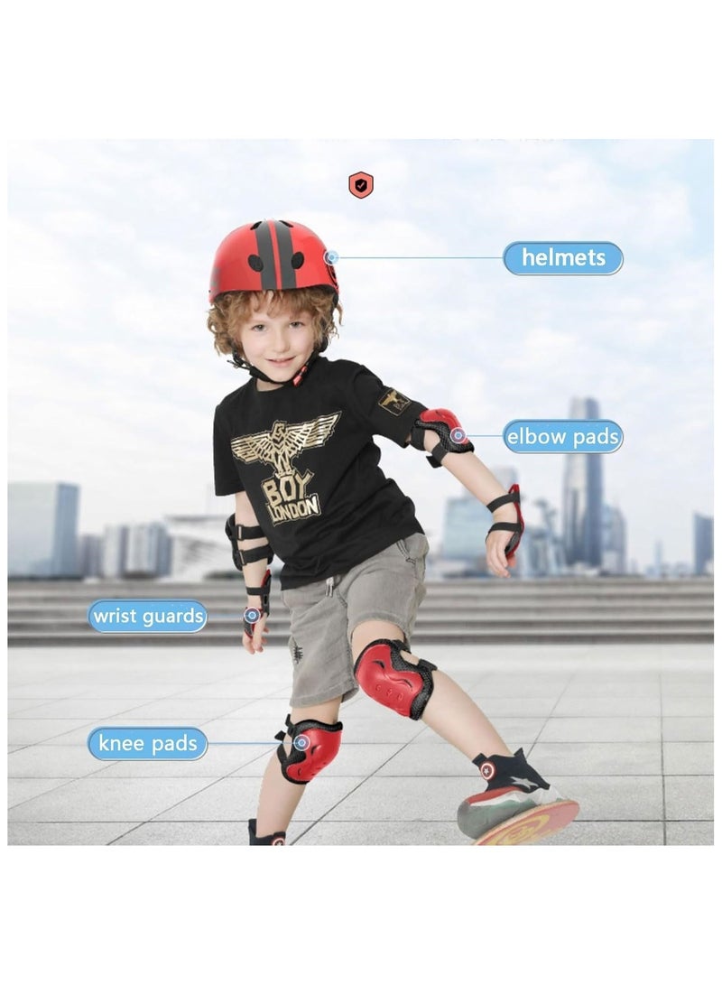 Soofam Kids Bike Helmet Set Skateboard Knee Pads Toddler Cyling Protective Gear Knee & Elbow Pads Wrist Guards for Girls Boys Inline Skating Bike Cycling Skateboard  Scooter 2-14 Years (S  48-52 cm Children aged 2-5) - Image 5