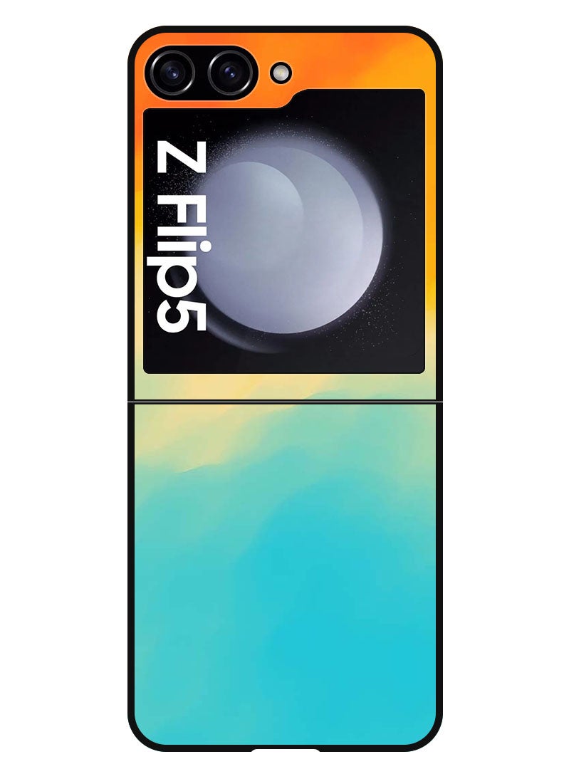 Theodor Protective Case Anti Scratch Shock Proof Bumper Cover For Samsung Galaxy Z Flip 5 Shades Of Orange Yellow Blue - Image 1