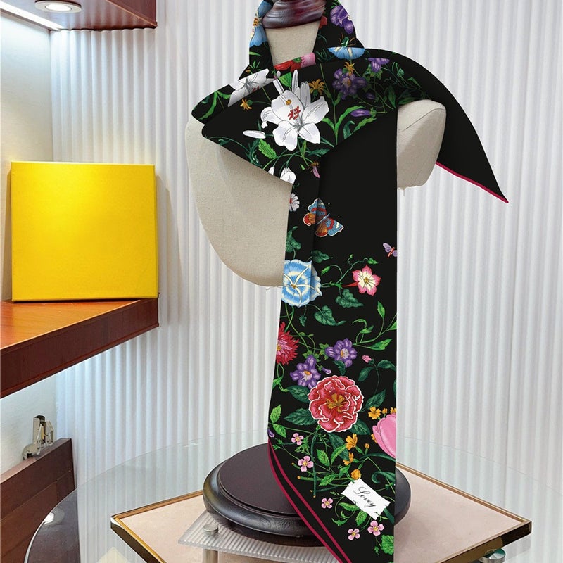 ISI New 90Cm Silk Scarf Floral Printed Women'S Twill Large Square Scarf Travel All-Match Decorative Shawl Sunscreen Scarf Hijab - Image 4