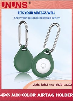 UNUNS 4-Pack Airtag Holder,Air Tags Apple Case With Metal Keychain,Multi-Color Durable Airtag Accessorie For Luggage Backpacks Pets Keys More (Black,Pine Green,Midnight Blue,Wine Red)  - Image 2