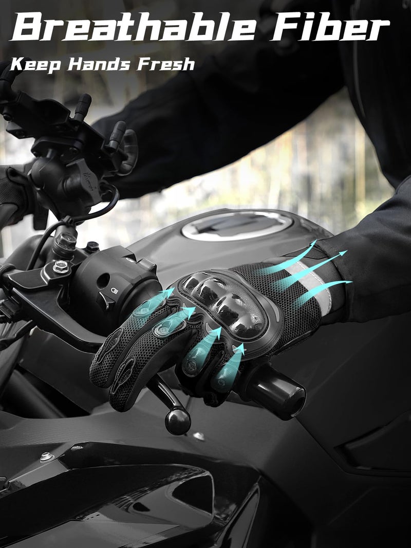 COFIT Breathable Mesh Motorcycle Gloves, Touchscreen Protective Motorbike Gloves for Men and Women BMX ATV MTB Riding, Road Racing, Motocross Racing, Cycling Black L - Image 2