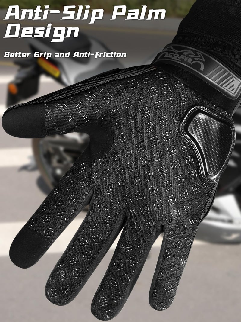 COFIT Breathable Mesh Motorcycle Gloves, Touchscreen Protective Motorbike Gloves for Men and Women BMX ATV MTB Riding, Road Racing, Motocross Racing, Cycling Black L - Image 3