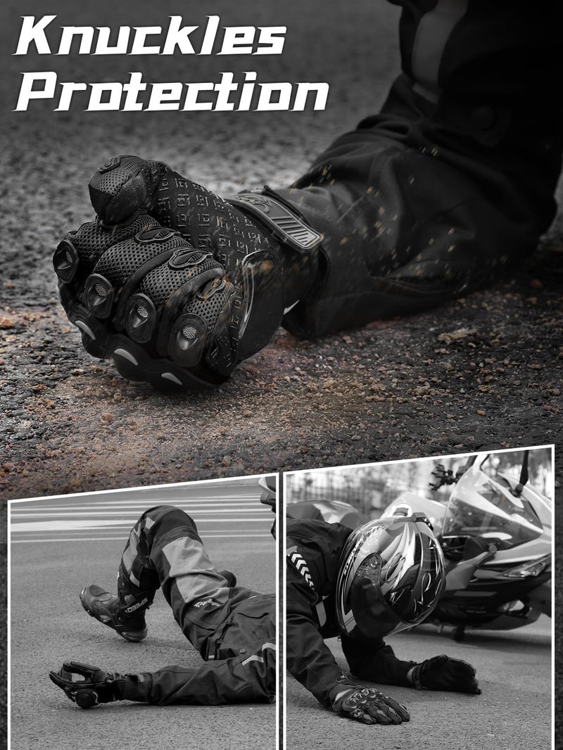 COFIT Breathable Mesh Motorcycle Gloves, Touchscreen Protective Motorbike Gloves for Men and Women BMX ATV MTB Riding, Road Racing, Motocross Racing, Cycling Black L - Image 5