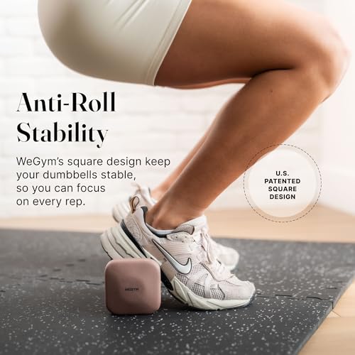 WeGym SafeGrip Square Dumbbells with Anti Slip Handles, Aesthetic Free Weights for Home Workouts, Stable Design Prevents Rolling during Floor Exercises (2LB, Pair Rose) - Image 3