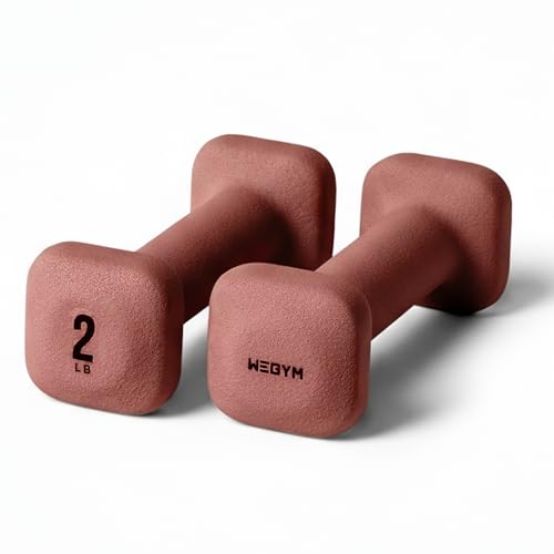 WeGym SafeGrip Square Dumbbells with Anti Slip Handles, Aesthetic Free Weights for Home Workouts, Stable Design Prevents Rolling during Floor Exercises (2LB, Pair Rose) - Image 1