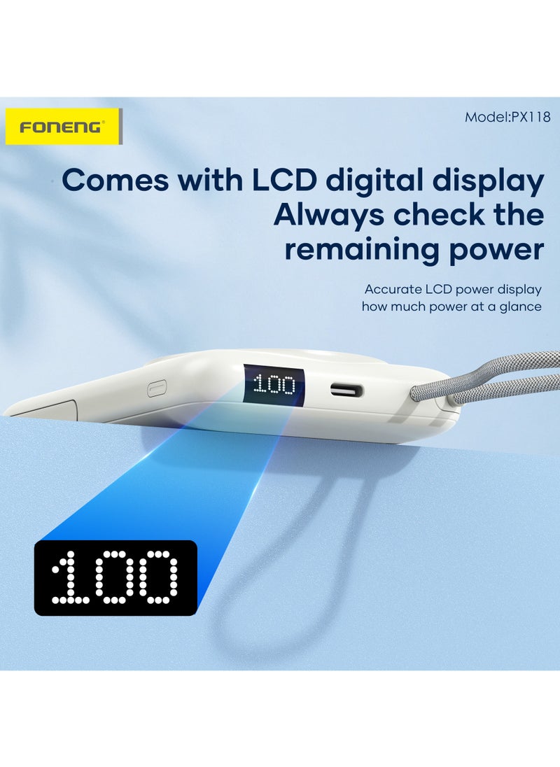 Foneng 10000mAh Magnetic Wireless Power Bank with Built-in Cable & Stand (22.5W)