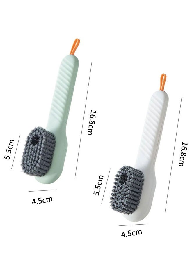 HAWAWA 2pcs Multifunction Cleaning Brush with Soap Dispenser, Liquid Filled Soft Bristle Cleaning Brush for Washing Clothes Shoes, with Ergonomics Grip Easy Hold White&Green ﻿  - Image 2