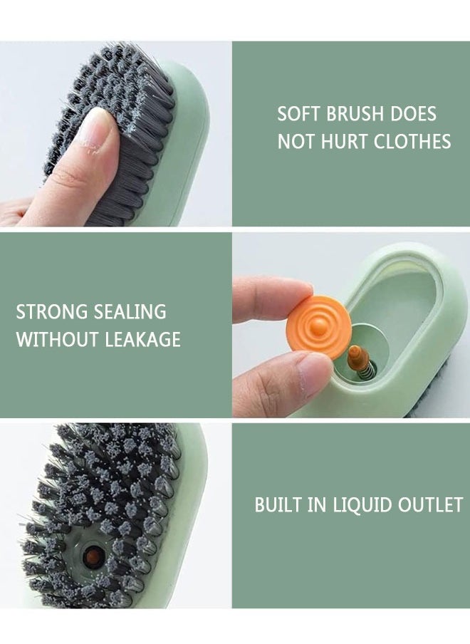 HAWAWA 2pcs Multifunction Cleaning Brush with Soap Dispenser, Liquid Filled Soft Bristle Cleaning Brush for Washing Clothes Shoes, with Ergonomics Grip Easy Hold White&Green ﻿  - Image 3