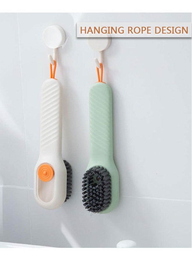 HAWAWA 2pcs Multifunction Cleaning Brush with Soap Dispenser, Liquid Filled Soft Bristle Cleaning Brush for Washing Clothes Shoes, with Ergonomics Grip Easy Hold White&Green ﻿  - Image 5