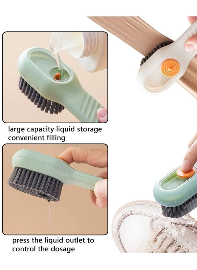 HAWAWA 2pcs Multifunction Cleaning Brush with Soap Dispenser, Liquid Filled Soft Bristle Cleaning Brush for Washing Clothes Shoes, with Ergonomics Grip Easy Hold White&Green ﻿  - Image 4