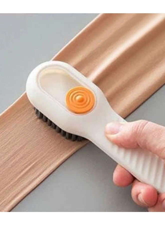 2pcs Multifunction Cleaning Brush with Soap Dispenser, Liquid Filled Soft Bristle Cleaning Brush for Washing Clothes Shoes, with Ergonomics Grip Easy Hold White&Green ﻿