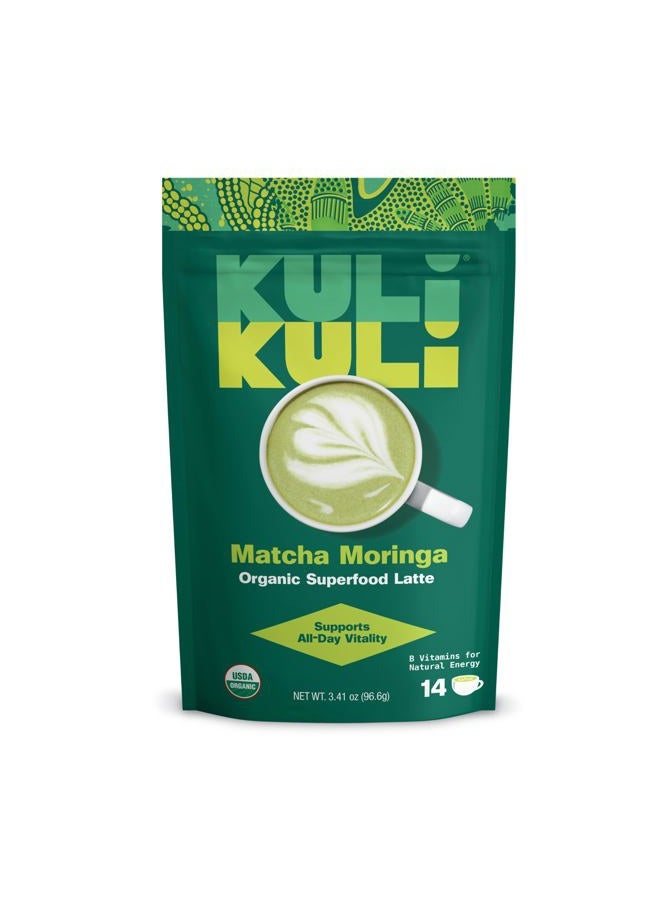 Kuli Kuli Matcha Moringa Organic Superfood Latte - Matcha Green Tea Powder for Natural Caffeine & Antioxidants with Moringa and Lion's Mane for Cognitive Support and Mental Focus - Image 1