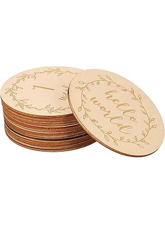 14 Pcs Double Sided Wooden Milestone Discs For Newborn Monthly Photography Props - Image 1