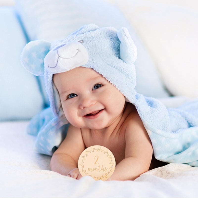 14 Pcs Double Sided Wooden Milestone Discs For Newborn Monthly Photography Props - Image 5
