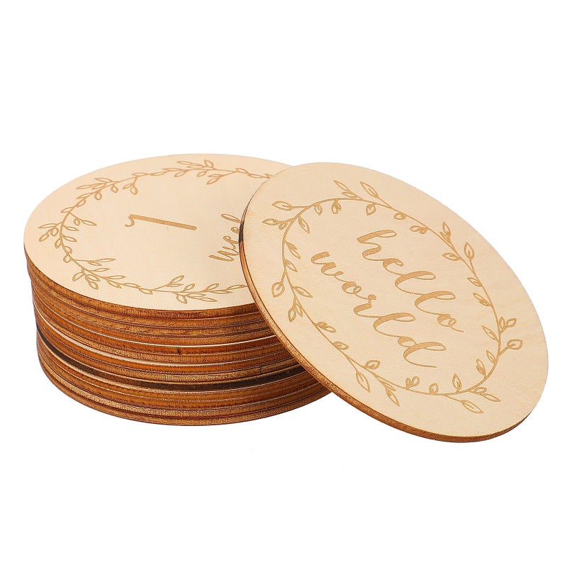 14 Pcs Double Sided Wooden Milestone Discs For Newborn Monthly Photography Props - Image 2