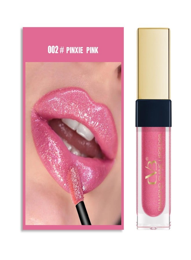 CVB LG-602 Diamond Shine Lip Gloss - High-Shine, Non-Sticky Lip Gloss for Glossy, Plump Lips | Hydrating Formula with Shimmer Finish (02 PIXIE Pink) - Image 3